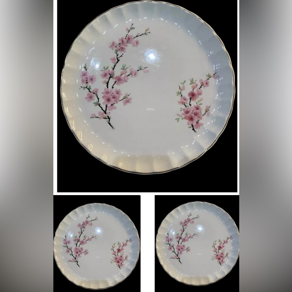 Vtg. Set Of 3 Plates W.S. George - Bolero (Peach Blossom) Pattern 7 3/4”